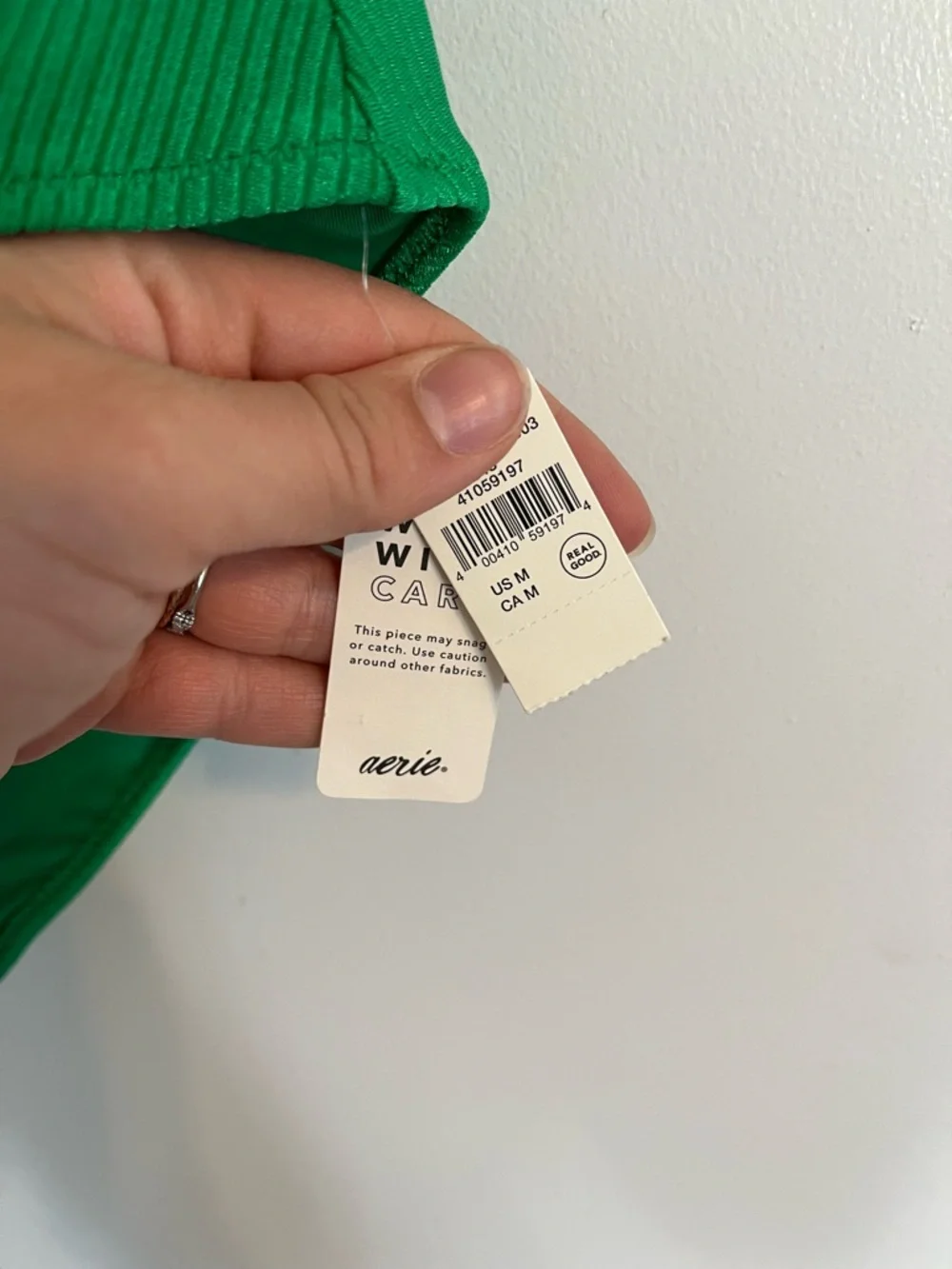 aerie Bright Green shiny Ribbed strappy One-Piece Swimsuit women’s medium NWT - Picture 5 of 7